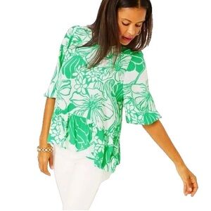 Lilly Pulitzer Aranea 3/4 sleeve top in spearmint tulip size large new with tags